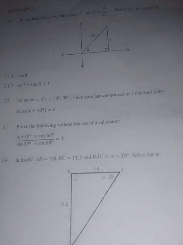 Solved QUESTION 2 Determine the value of 15 2.1 In the | Chegg.com