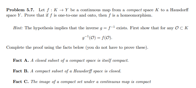 Solved Problem 5.7. Let f K Y be a continuous map from a