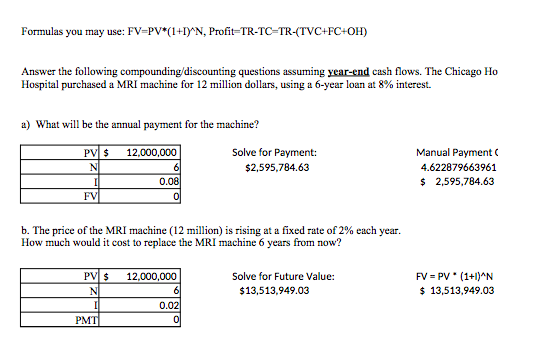 Solved Formulas You May Use: FV=PV*(1+IY'N, | Chegg.com