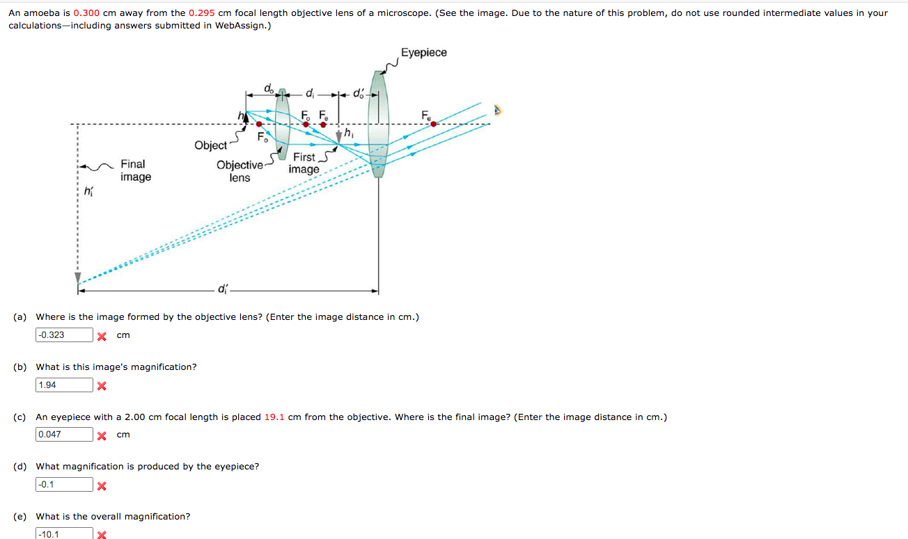 Solved (a) Where is the image formed by the objective lens? | Chegg.com
