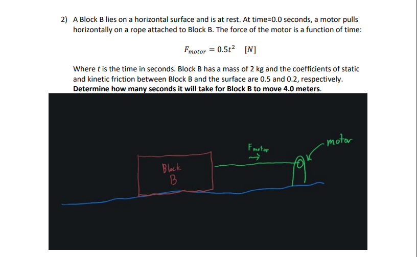 Solved 2) A Block B Lies On A Horizontal Surface And Is At | Chegg.com