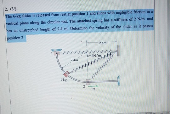 Solved The Small Slider Of Mass M 0 76 Kg Is Released From Chegg Com