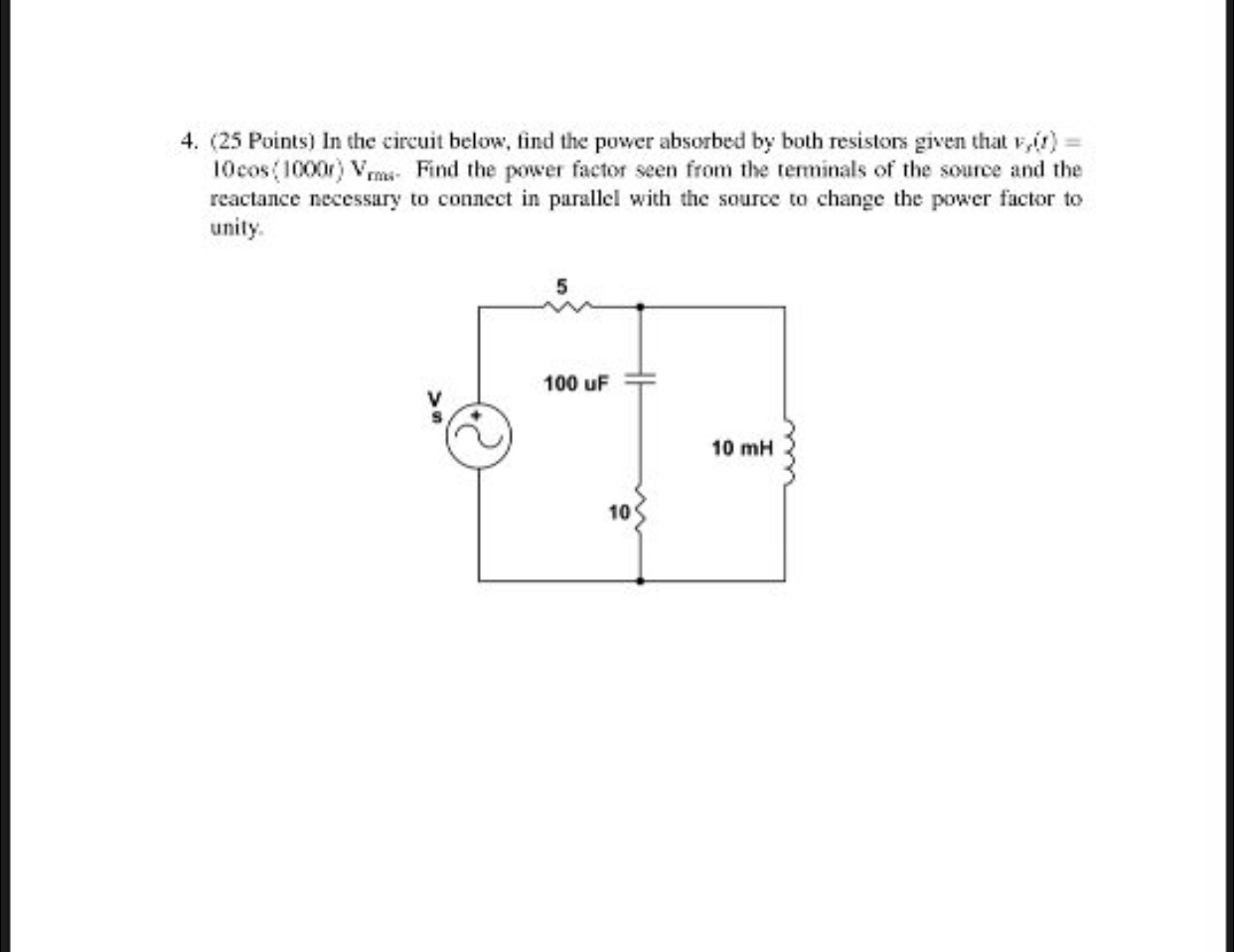 Solved 1 25 Points In The Circuit Shown Below The Switch