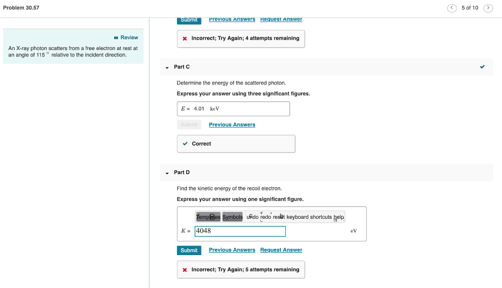 Solved Review Part A An X-ray photon scatters from a free | Chegg.com