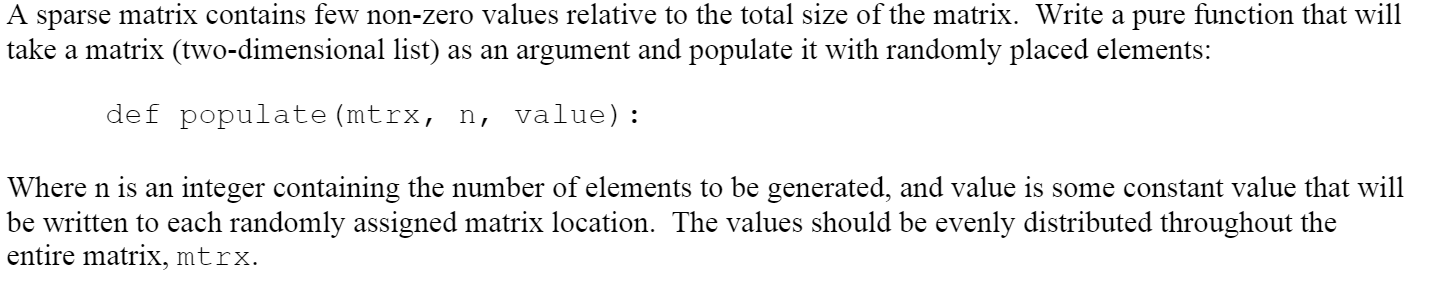 Solved A sparse matrix contains few non-zero values relative | Chegg.com