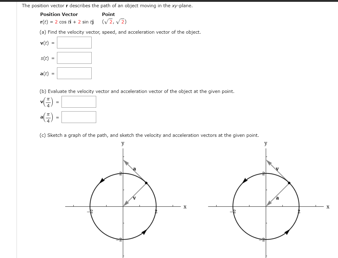 Solved The position vector r describes the path of an object | Chegg.com
