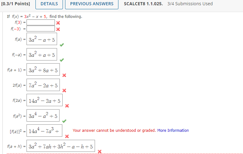 f x )= 3x 3 7x 2 8x 5 x 5