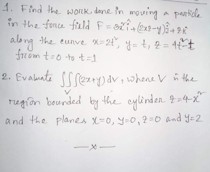Solved 1. Find the work done in moving a particle in the | Chegg.com
