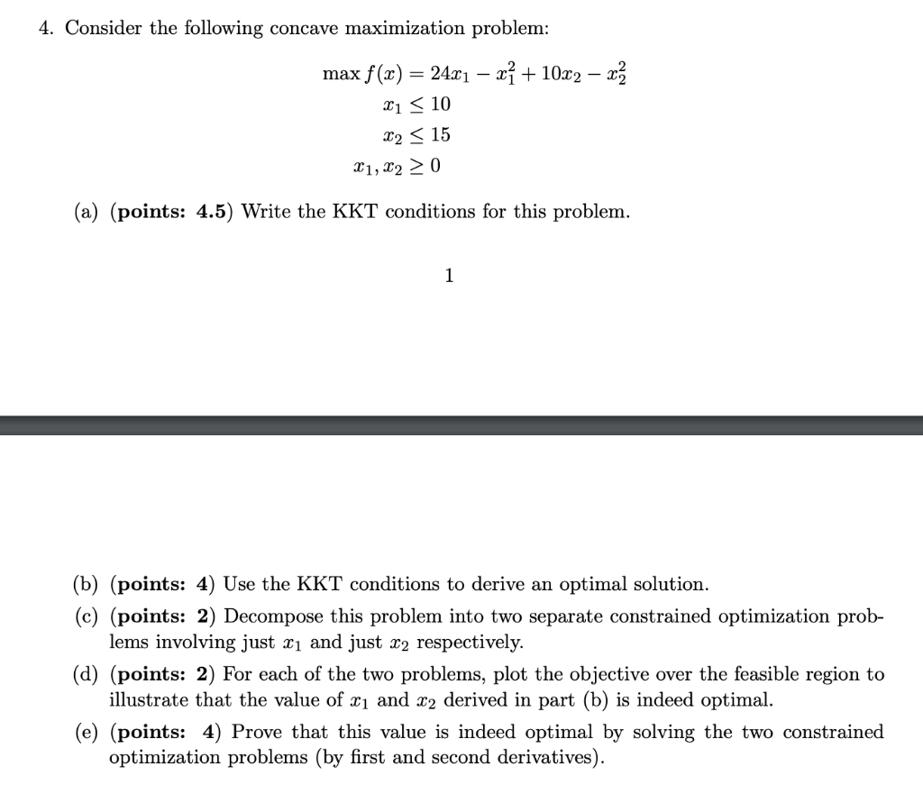4. Consider the following concave maximization | Chegg.com