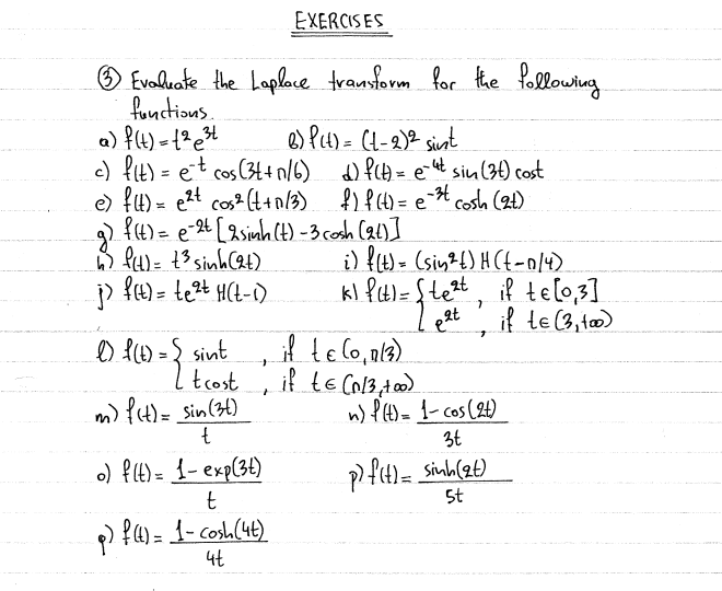 Solved (3) Evaluate the Laplace transform for the following | Chegg.com
