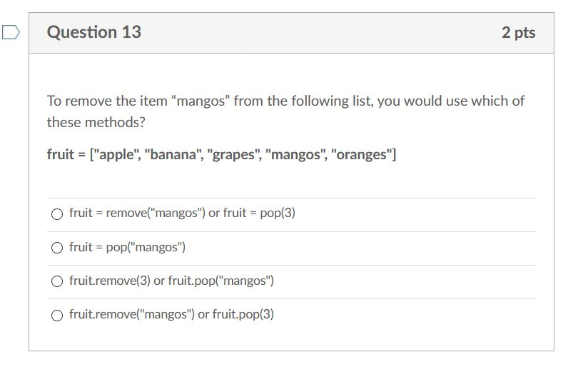 Solved D Question 11 2 pts The method adds an item to the | Chegg.com