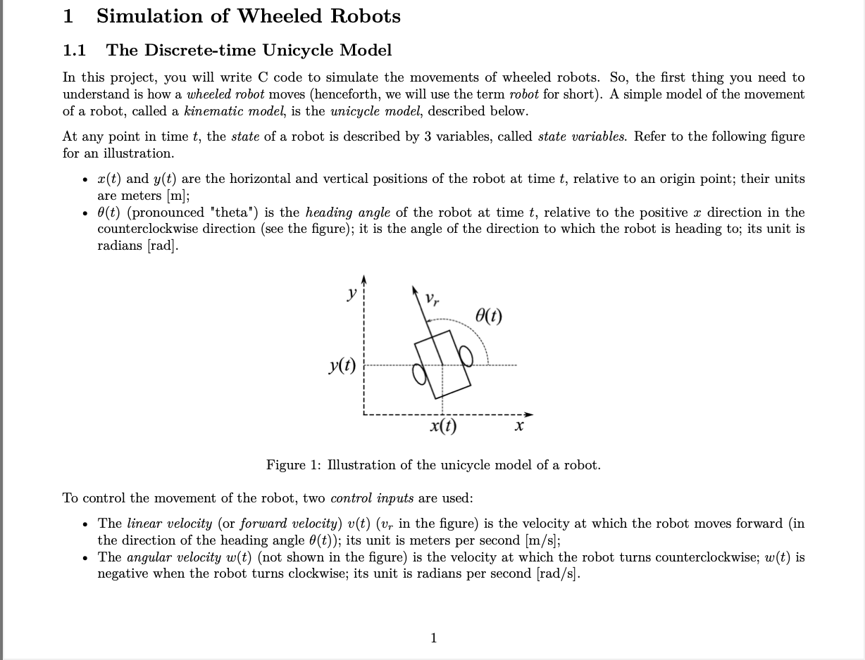 1 Simulation of Wheeled Robots 1.1 The Discrete-time | Chegg.com