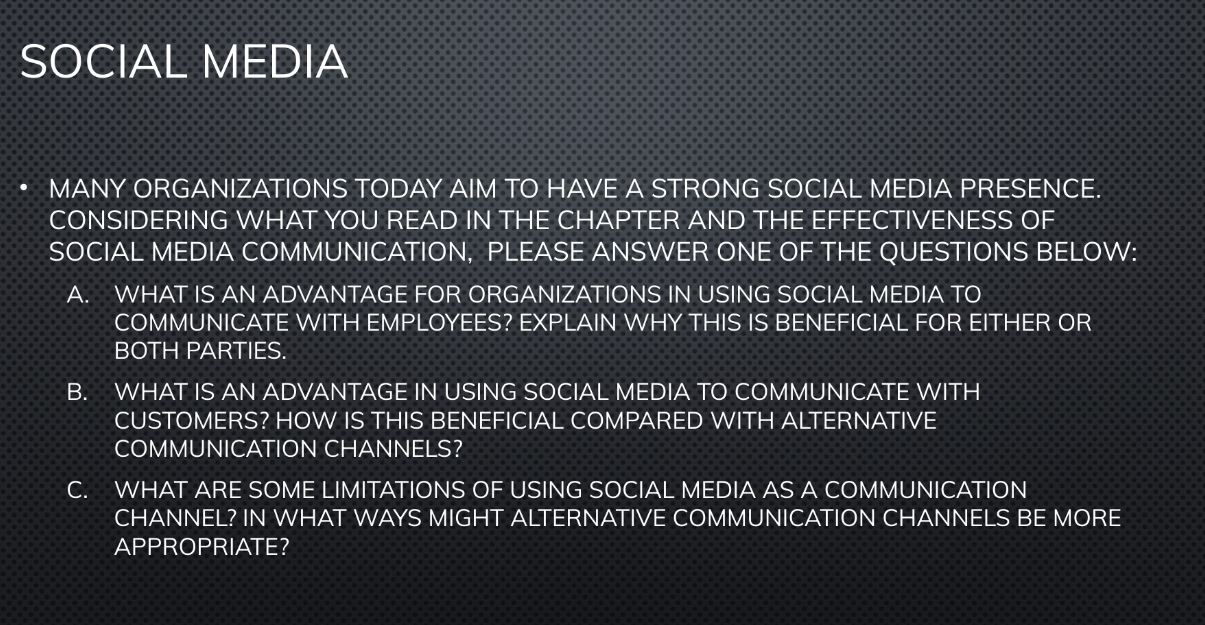 Solved SOCIAL MEDIA MANY ORGANIZATIONS TODAY AIM TO HAVE A | Chegg.com