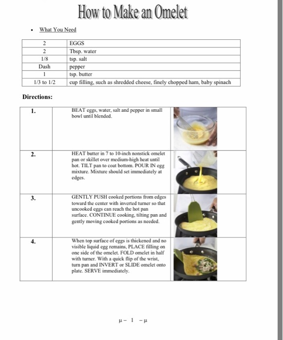 How to Make an Omelet What You Need EGGS Tbsp. water