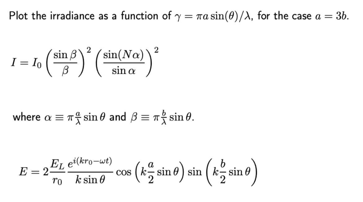 Solved Plot The Irradiance As A Function Of Y Na Sin 0 Chegg Com