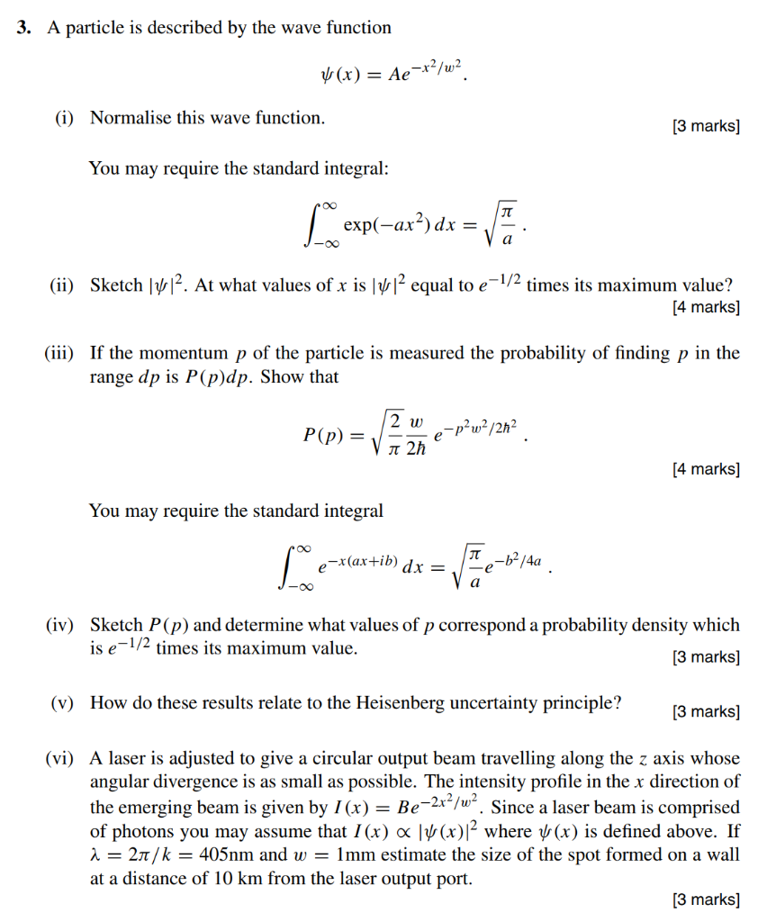 Solved 3 A Particle Is Described By The Wave Function V Chegg Com