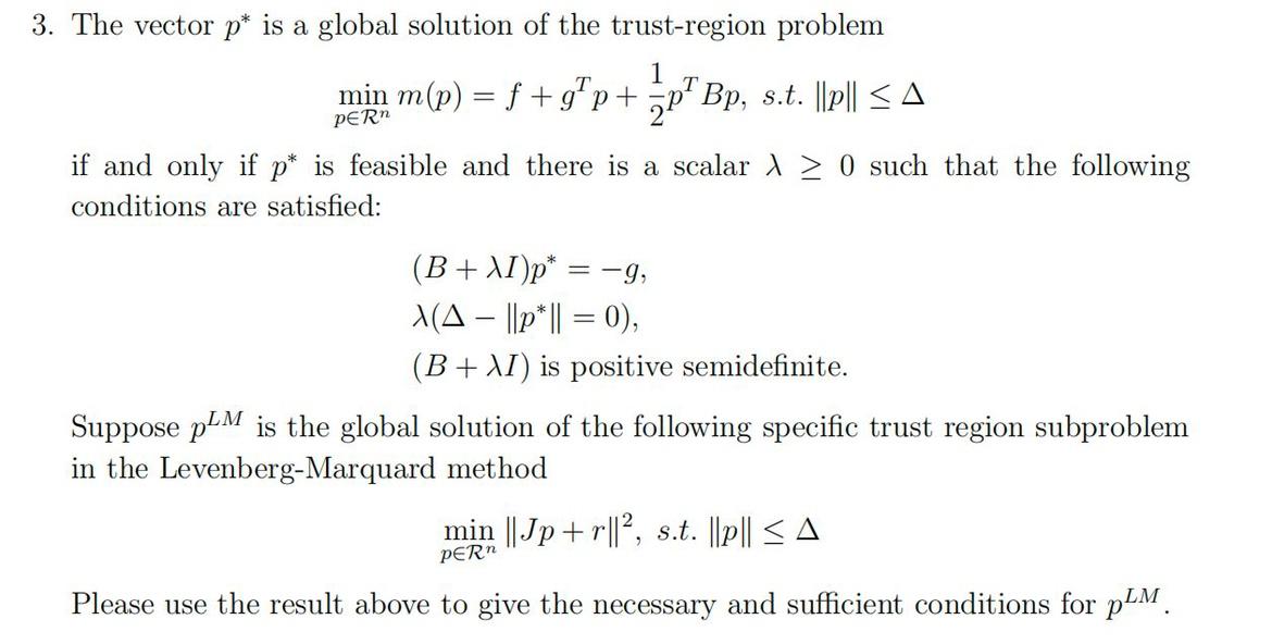 Solved 3. The vector p∗ is a global solution of the | Chegg.com