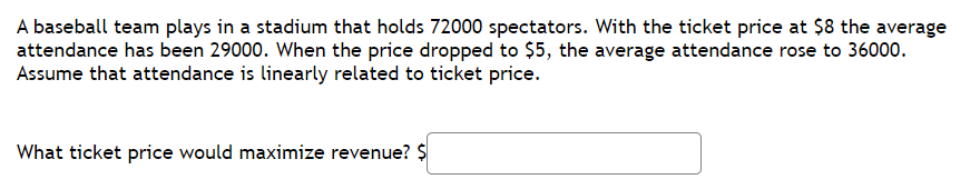 Solved A Baseball Team Plays In A Stadium That Holds 72000 | Chegg.com