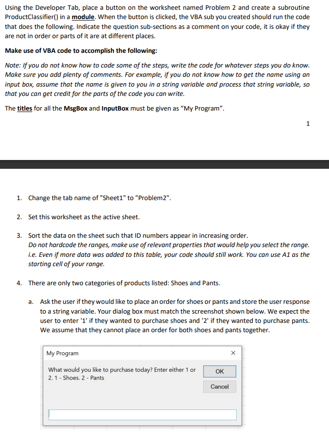 Solved Using the Developer Tab, place a button on the | Chegg.com