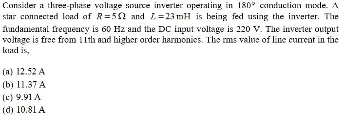 Solved Consider a three-phase voltage source inverter | Chegg.com