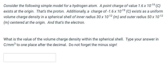 Solved Consider the following simple model for a hydrogen | Chegg.com