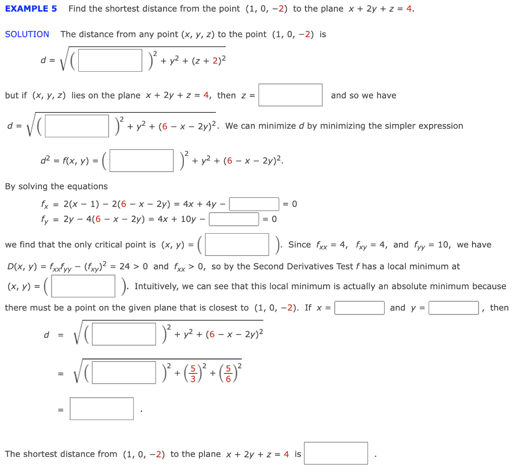 Solved EXAMPLE 5 Find the shortest distance from the point | Chegg.com