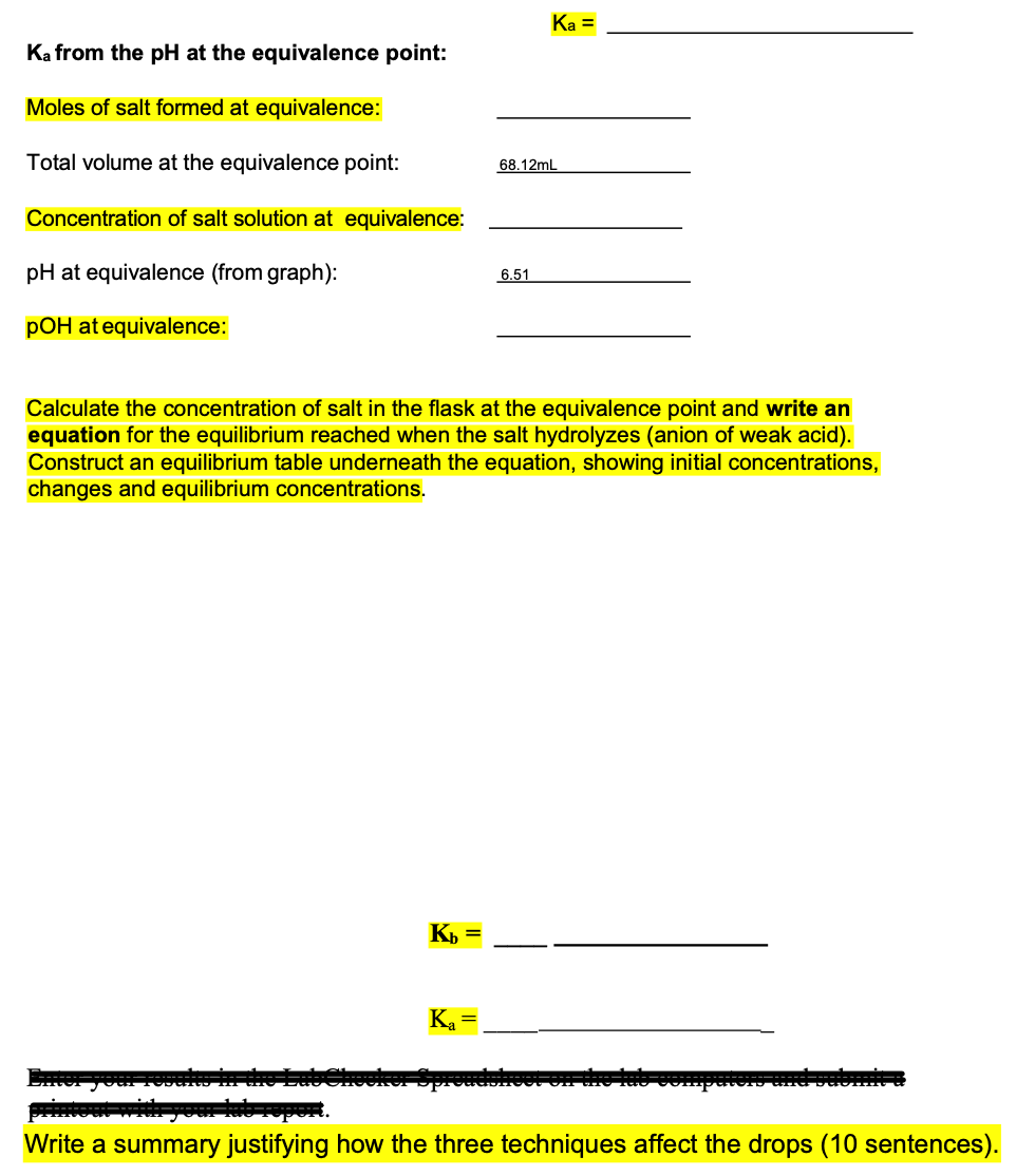 Finding Ka by Three Different Methods Instruction: | Chegg.com