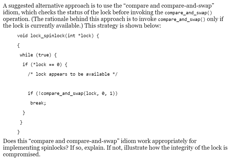 Solved 6.11 One approach for using compare_and_swap() for | Chegg.com