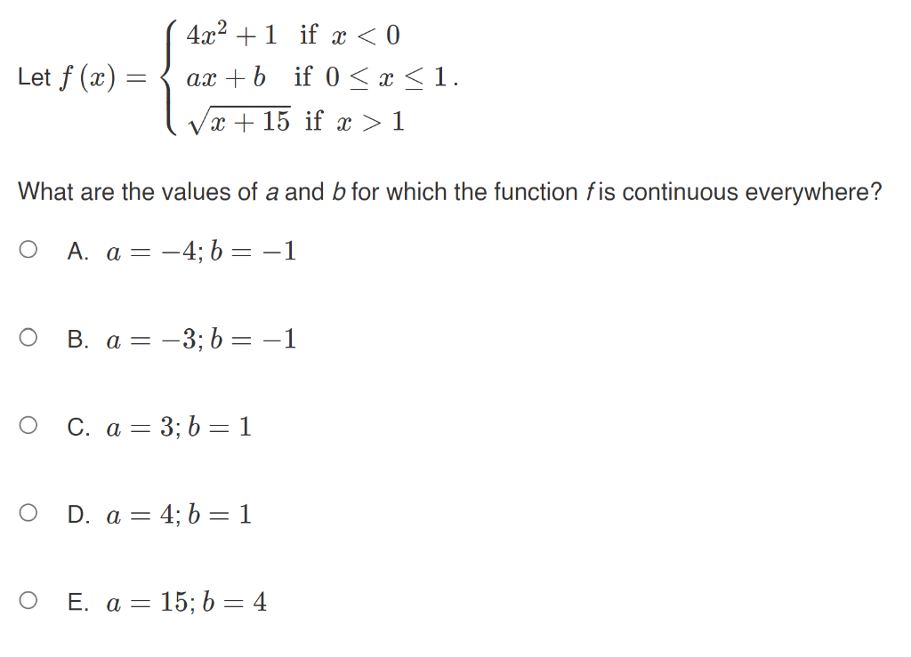 Solved Let f(x)=⎩⎨⎧4x2+1 if x 1 What | Chegg.com