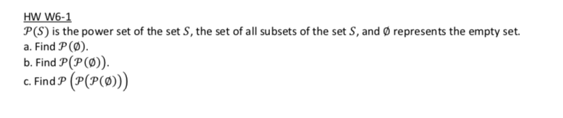 the power set of an empty set has how many subsets