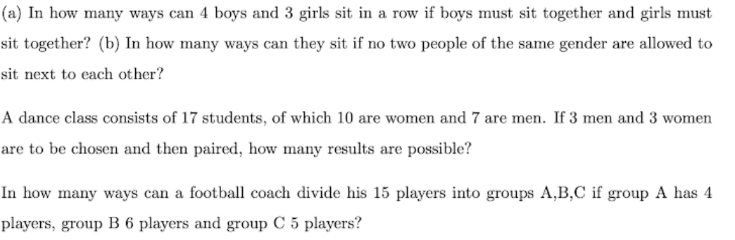 Solved (a) In How Many Ways Can 4 Boys And 3 Girls Sit In A | Chegg.com