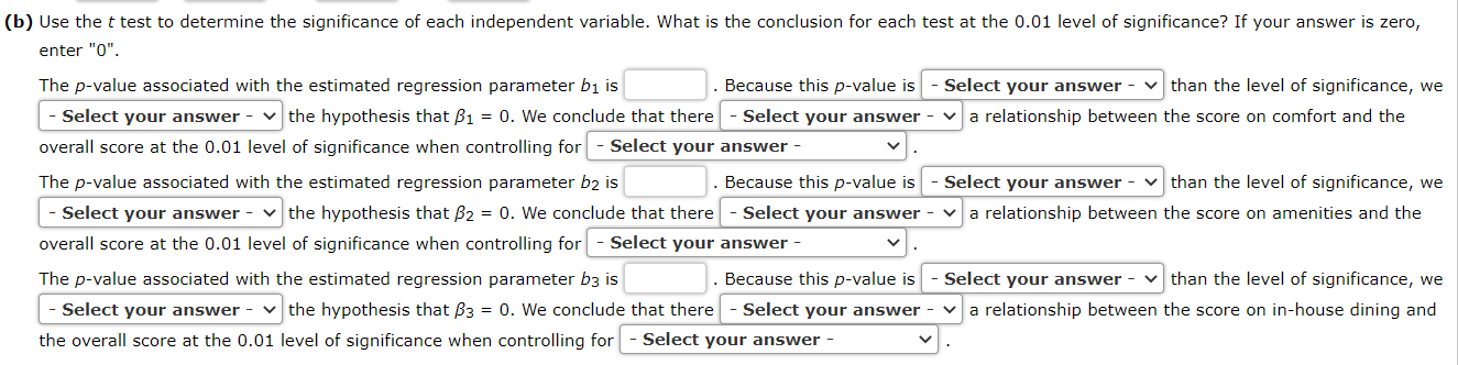 Solved (b) Use the t test to determine the significance of | Chegg.com