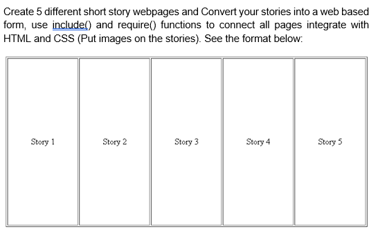 Create 5 different short story webpages and Convert | Chegg.com
