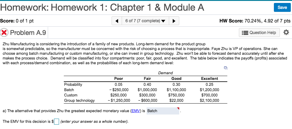Solved Homework: Homework 1: Chapter 1 &Module A Save Score: | Chegg.com