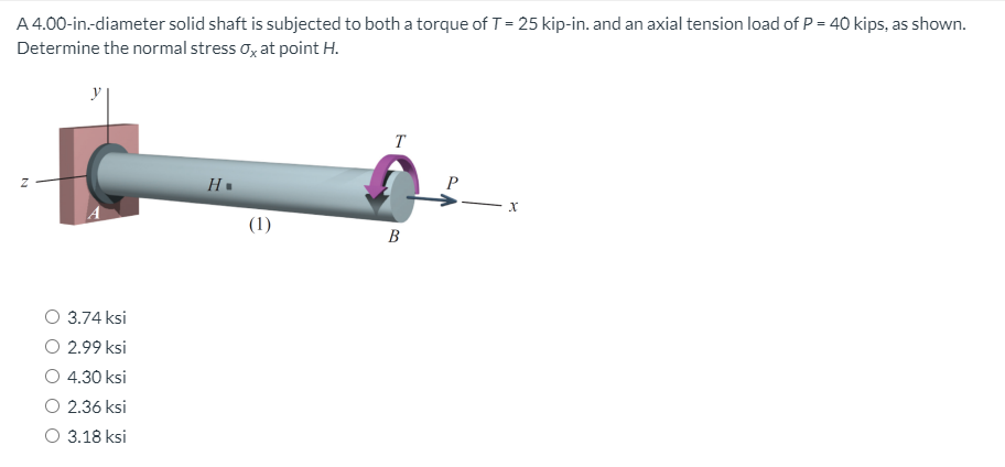 Solved A400 In Diameter Solid Shaft Is Subjected To Both A 0162