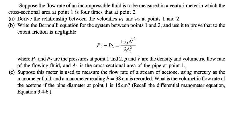 Solved 7.58. A venturi meter is a device to measure fluid | Chegg.com