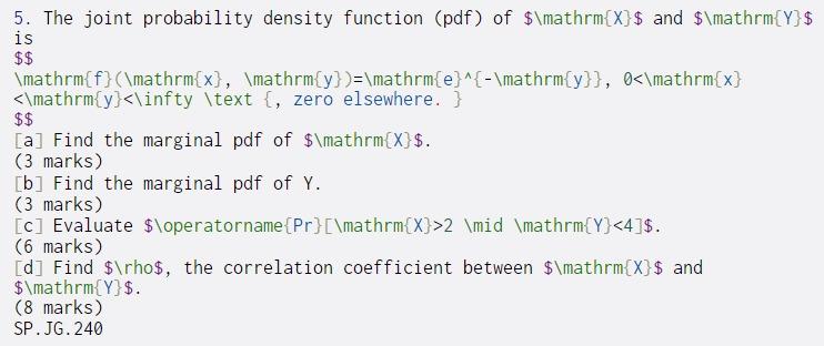 Solved 5. The joint probability density function (pdf) of | Chegg.com