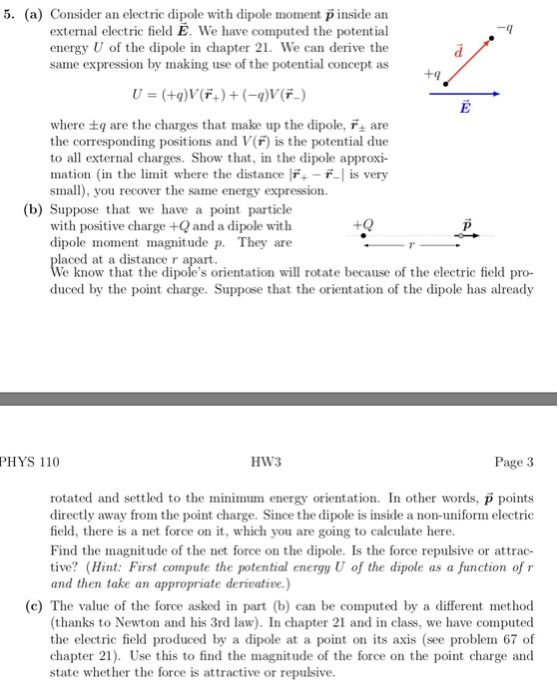 Solved 5. (a) Consider an electric dipole with dipole moment | Chegg.com