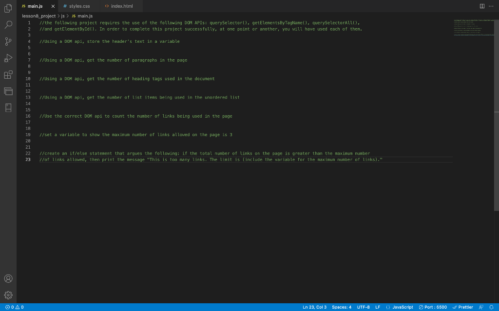 Solved JavaScript main.js: //the following project requires | Chegg.com