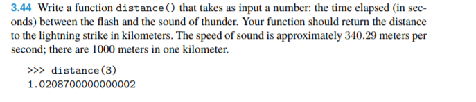 Solved 3.44 Write a function distance that takes as input a | Chegg.com