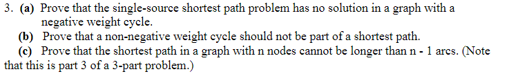Solved 3. (a) Prove that the single-source shortest path | Chegg.com