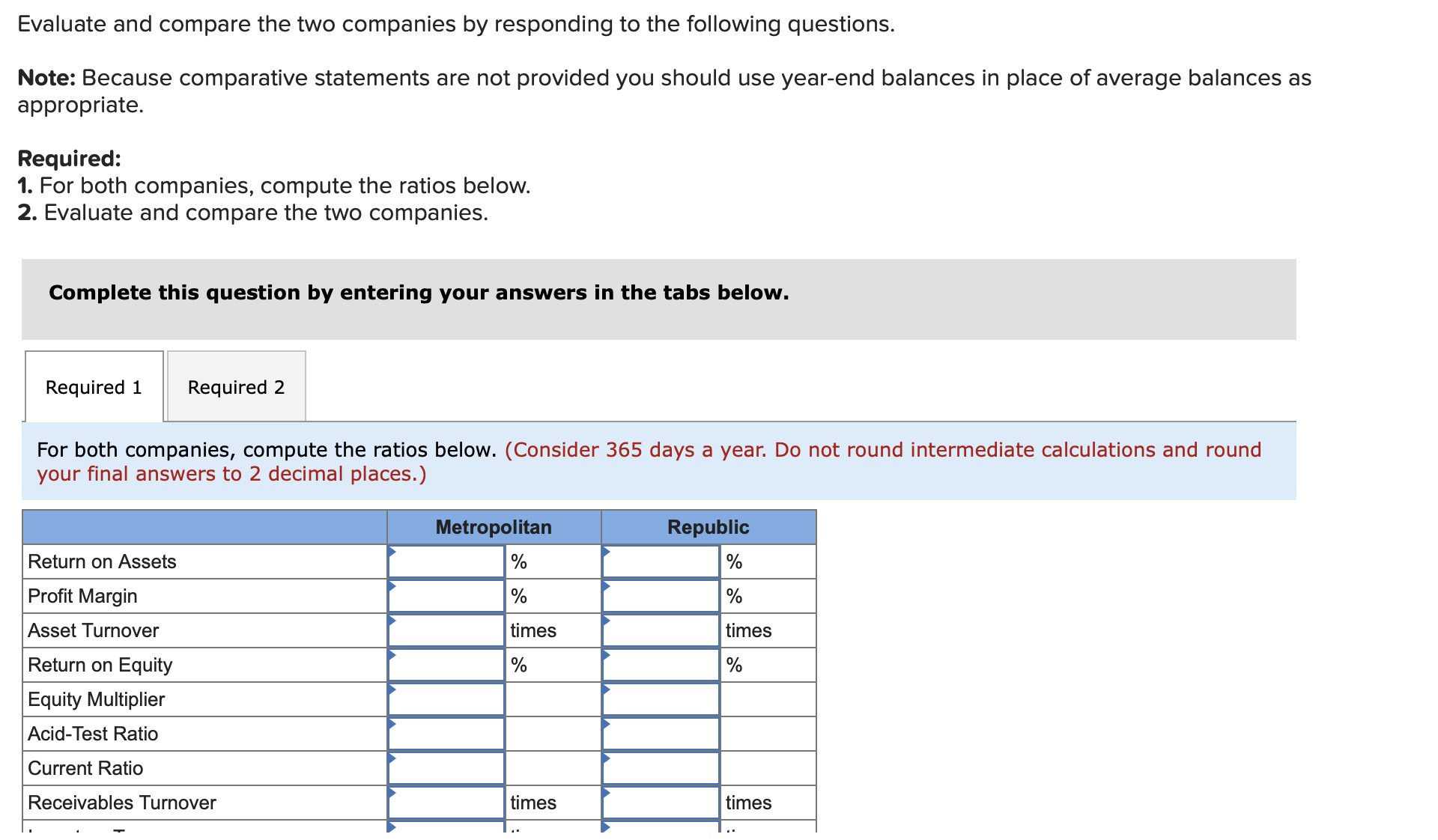 Evaluate and compare the two companies by responding | Chegg.com