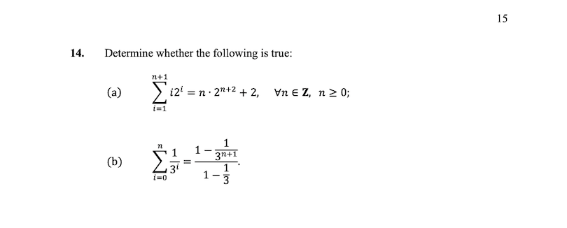 Solved 14. Determine whether the following is true: (a) | Chegg.com