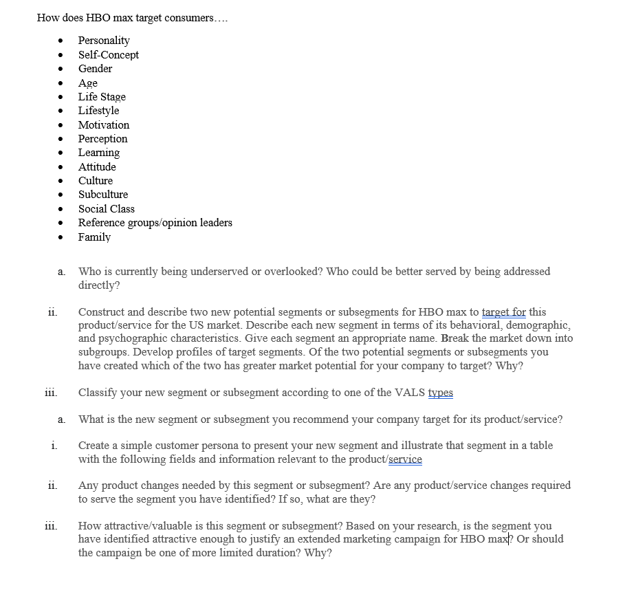 Solved How does HBO max target | Chegg.com