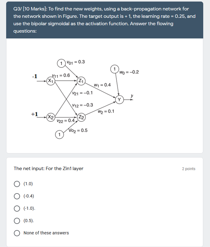 Solved Q37 [10 Marks): To find the new weights, using a | Chegg.com