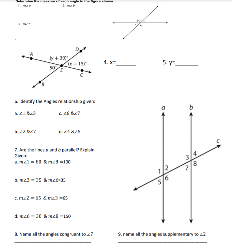 Solved Determine the measure of each angle in the figure | Chegg.com