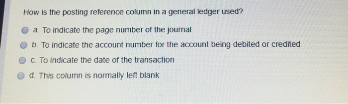 Solved How is the posting reference column in a general | Chegg.com