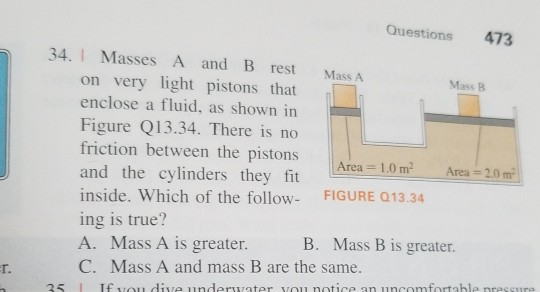 Solved Questions 473 34. Masses A And B Rest Mass A Mass B | Chegg.com