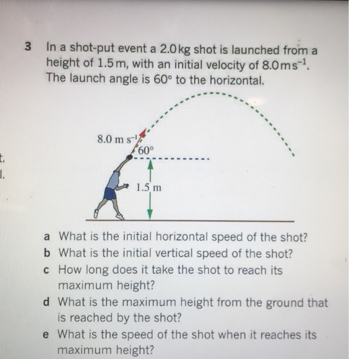 Solved 3 In a shotput event a 2.0kg shot is launched from a