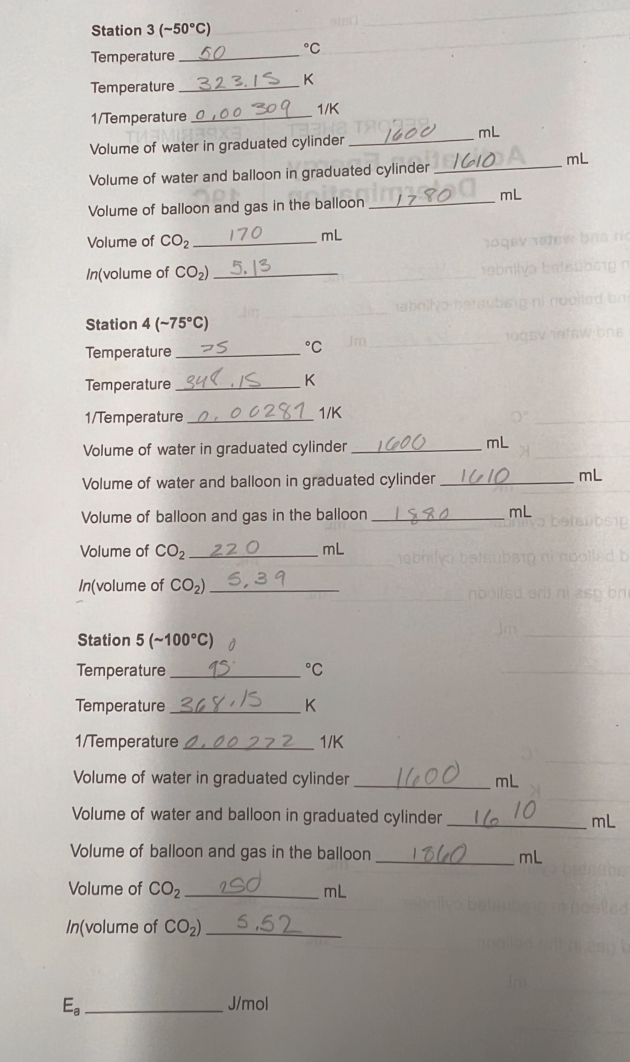 Solved Volume of balloon and water vapor Volume of water in